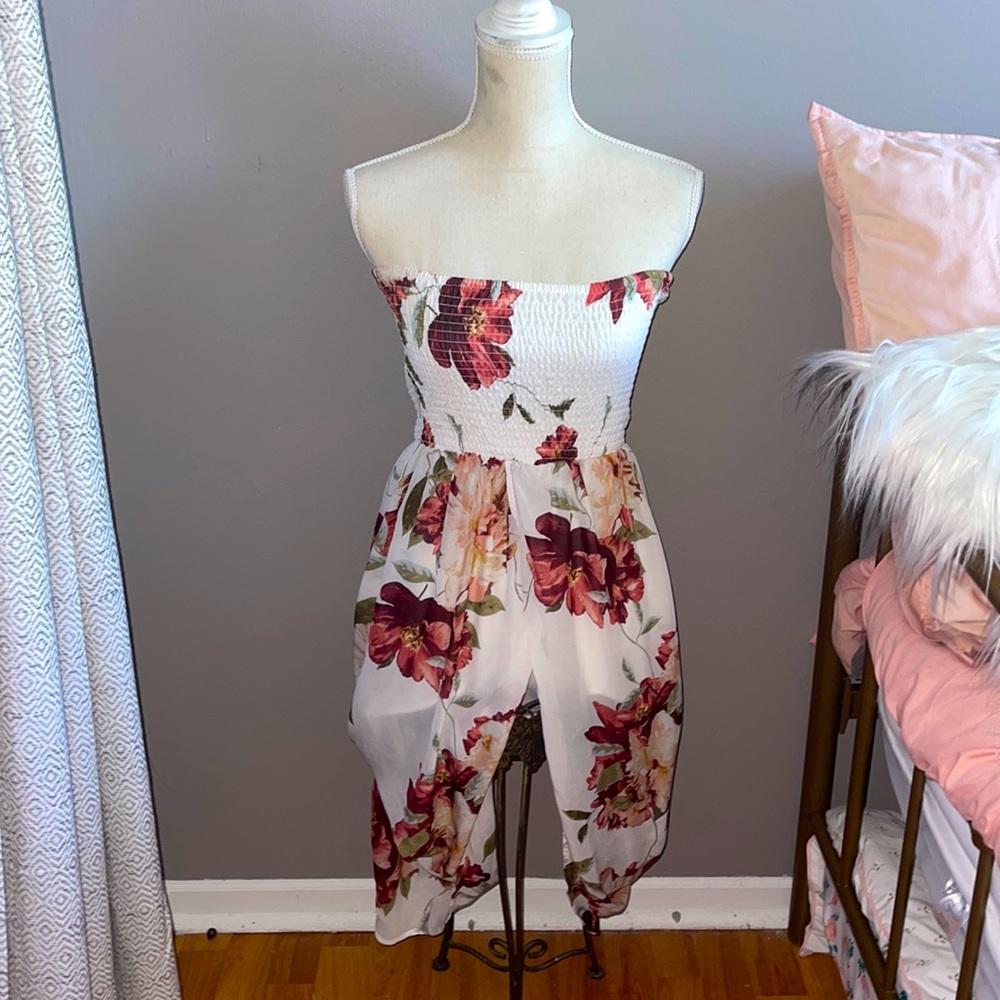 Floral Summer Strapless Dress